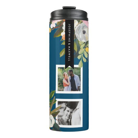 Personalisierte Bezeichnungen für farbige Blumenbi Thermosbecher (Vorderseite)