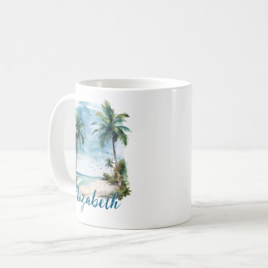 Personalisierte Bibel Verse Beach Landschaft Kaffeetasse (Vorderseite Links)