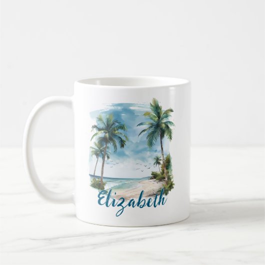 Personalisierte Bibel Verse Beach Landschaft Kaffeetasse (Links)