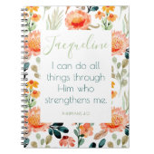 Personalisierte Bibelverse - Blumenschrift Notizblock (Vorderseite)