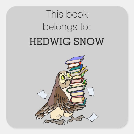 Personalisierte Bibliothek Niedliches Buchzeichen Quadratischer Aufkleber (Vorderseite)