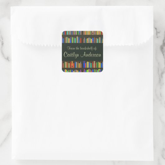 Personalisierte Bibliotheksbibliothek Bibliotheken Quadratischer Aufkleber (Tasche)