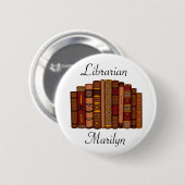 Personalisierte Bibliotheksnamenstempel Button (Vorne & Hinten)