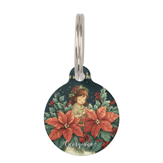 Personalisierte biblische Geburt Kind & Verse Haustiermarke (Vorderseite)