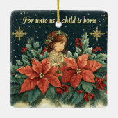 Personalisierte biblische Geburt Kind & Verse Keramikornament (Rückseite)