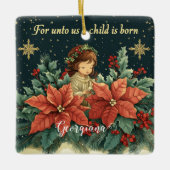 Personalisierte biblische Geburt Kind & Verse Keramikornament (Vorderseite)