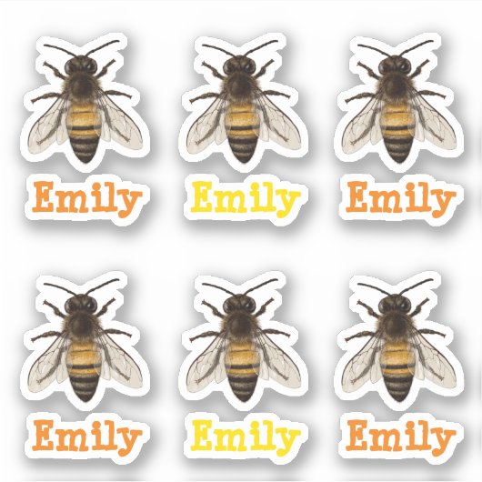 personalisierte Biene Aufkleber (Vorderseite)