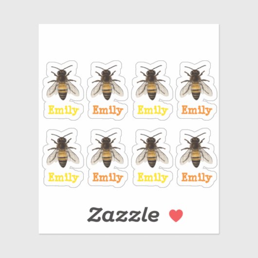 personalisierte Biene Aufkleber (Blatt)