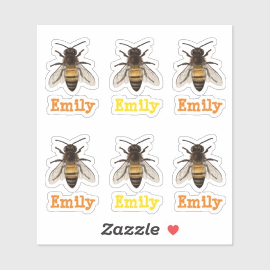 personalisierte Biene Aufkleber (Blatt)