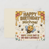 Personalisierte Biene-Birthday-Karte - Honigwaben- Einladung (Vorne/Hinten)