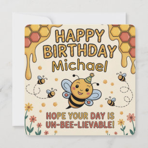 Personalisierte Biene-Birthday-Karte - Honigwaben- Einladung