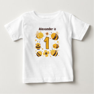 Personalisierte Biene Thema 1. Geburtstag Baby T-shirt