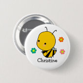 Personalisierte Biene und Blumen Button (Vorne & Hinten)