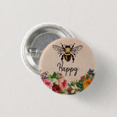 Personalisierte Bienen-glücklicher Knopf Button (Vorne & Hinten)