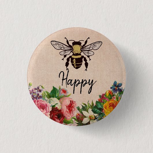 Personalisierte Bienen-glücklicher Knopf Button (Vorderseite)