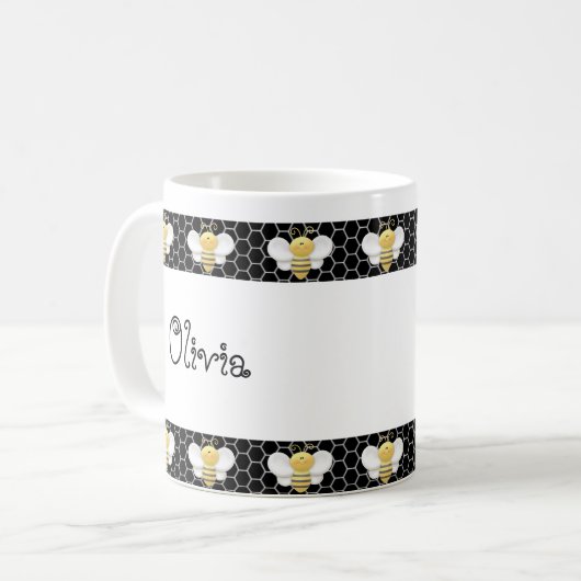 Personalisierte Bienen-Tasse Kaffeetasse (Vorderseite Links)