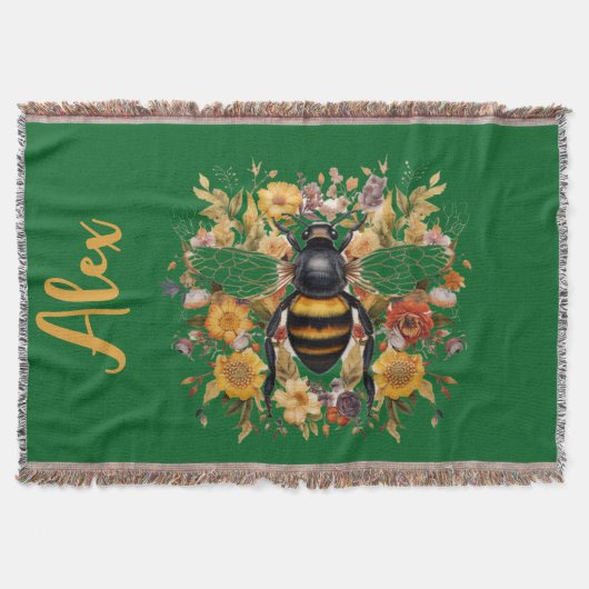 Personalisierte Bienen und Wildblumen - Decke (Vorderseite)