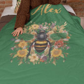 Personalisierte Bienen und Wildblumen - Fleecedecke