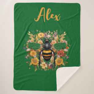 Personalisierte Bienen und Wildblumen - Sherpadecke