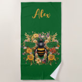Personalisierte Bienen und Wildblumen - Strandtuch (Vorderseite)