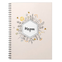 Personalisierte Bienenfloral Name Hexagon Blume
