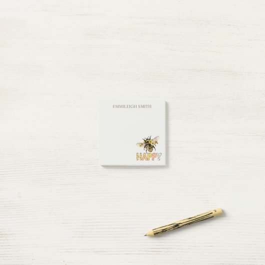 Personalisierte Bienenglücklichkeit Post-it Klebezettel (Auf Schreibtisch)