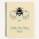 Personalisierte Bienenrot Rosa grüne Blüte Notizblock (Vorderseite)