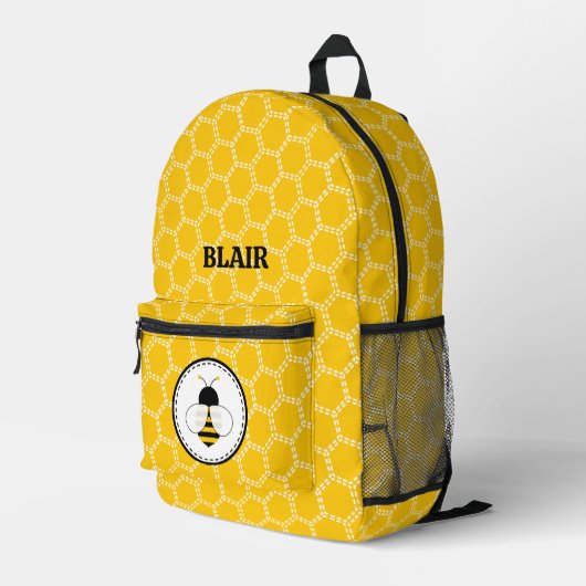 Personalisierte Bienenstock-Druckknopfdruck Schnür Bedruckter Rucksack (Rückseitige Ecke Rechts)