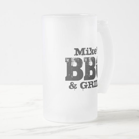 Personalisierte Bier-Tasse für GRILLEN Party Mattglas Bierglas (VorderseiteRechts)