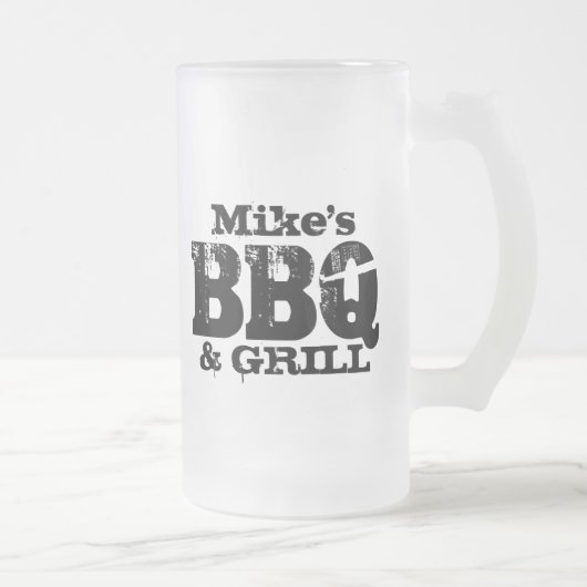 Personalisierte Bier-Tasse für GRILLEN Party Mattglas Bierglas (Rechts)