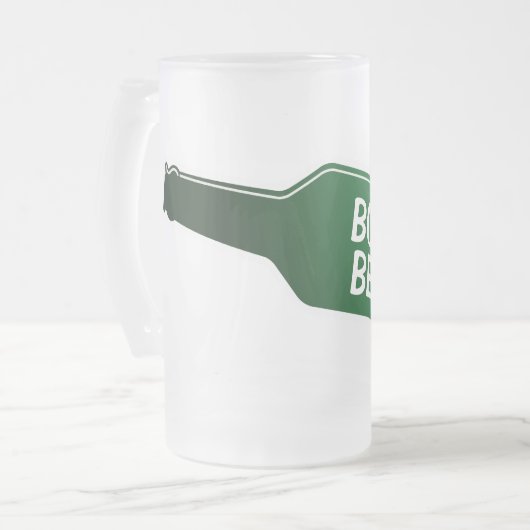 Personalisierte Bier-Tasse mit lustigem Flaschende Mattglas Bierglas (Vorderseite Links)