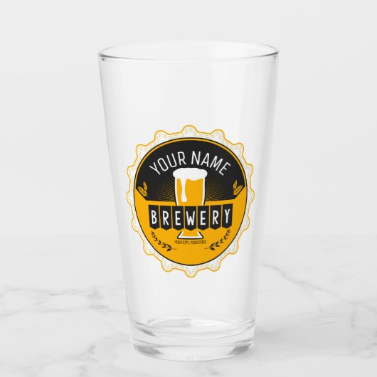 Personalisierte Bierbrauerei Bottle Cap Bar Glas (Vorderseite)