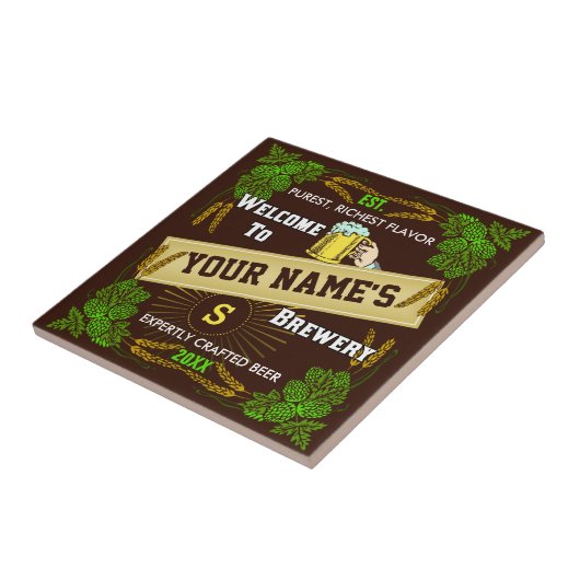 Personalisierte Bierbrauerei Willkommen bei Hops B Fliese (Seite)