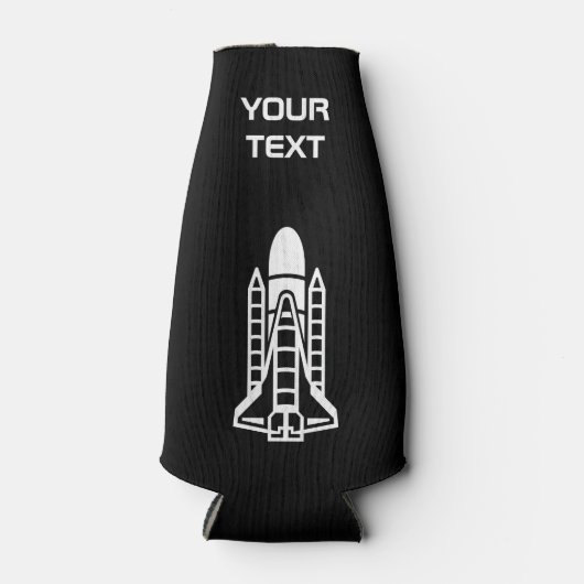 Personalisierte Bierflasche cooler mit Raumrakete Flaschenkühler (Vorderseite)