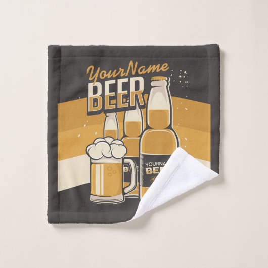 Personalisierte Bierflasche Sudsy Tasse Brauen Bar Badhandtuch Set (Waschlappen)