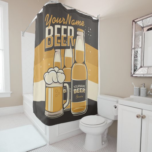 Personalisierte Bierflasche Sudsy Tasse Brauen Bar Duschvorhang (Beispiel)