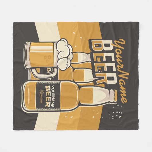 Personalisierte Bierflasche Sudsy Tasse Brauen Bar Fleecedecke (Vorderseite (Horizontal))