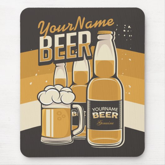 Personalisierte Bierflasche Sudsy Tasse Brauen Bar Mousepad (Vorne)