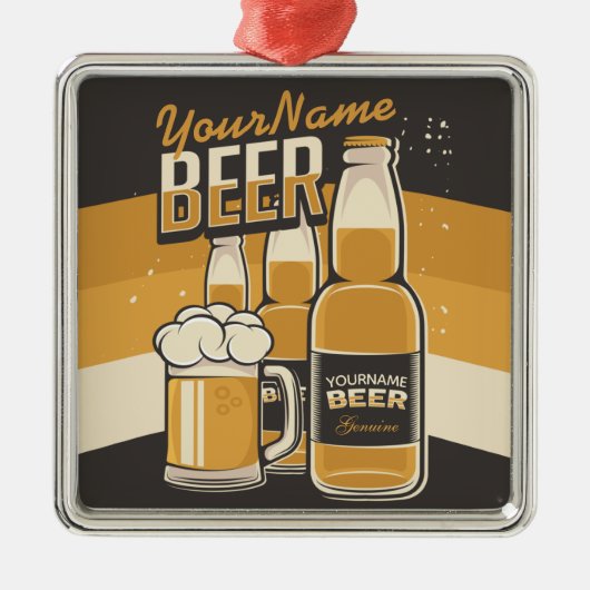 Personalisierte Bierflasche Sudsy Tasse Brauen Bar Ornament Aus Metall (Vorne)