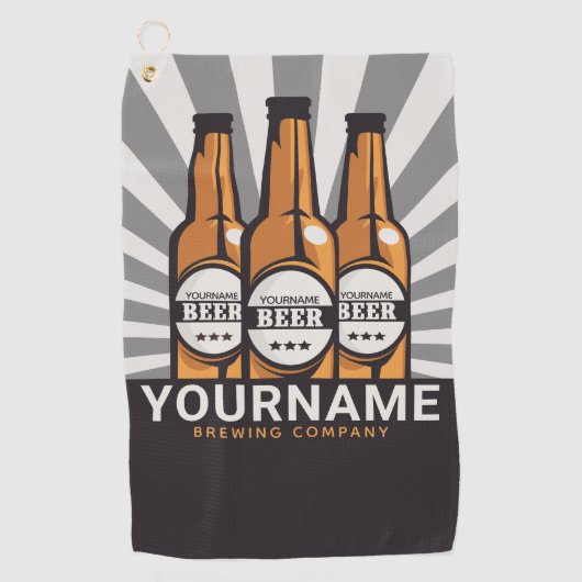 Personalisierte Bierflaschen Golfhandtuch (Vorderseite)