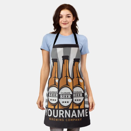 Personalisierte Bierflaschen Schürze (Getragen)