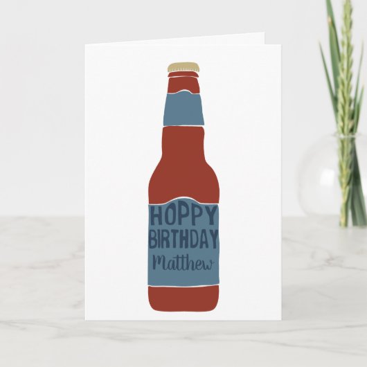 Personalisierte Bierliebhaber Hoppy Birthday Karte (Vorderseite)