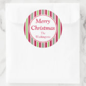 Personalisierte Big Candy Strip Weihnachtskleber Runder Aufkleber (Tasche)