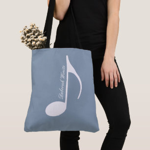 Personalisierte Big Musical Note on Dusty Blue Tasche