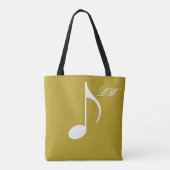 Personalisierte Big Musical Note on Dusty Mustard Tasche (Rückseite)