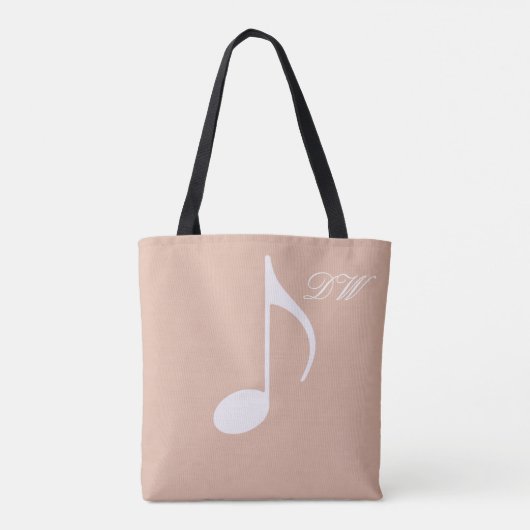 Personalisierte Big Musical Note on Dusty Rose Tasche (Rückseite)