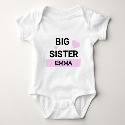Personalisierte Big Sister-Liebe Baby Strampler (Vorderseite)