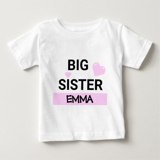 Personalisierte Big Sister-Liebe Baby T-shirt (Vorderseite)