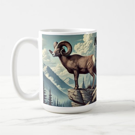 Personalisierte Bighorn Sheep auf einem Felsvorspr Kaffeetasse (Links)