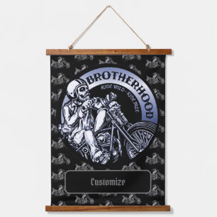 Personalisierte Biker-Bruderschaft Wandteppich Mit Holzrahmen